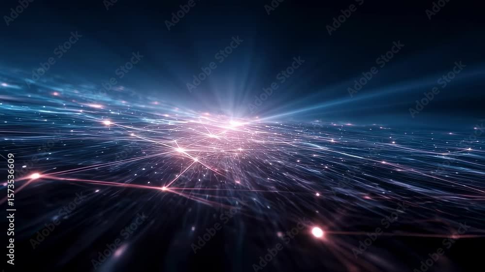 Poster a mesmerizing array of angular light beams radiates from central points in various hues casting radi