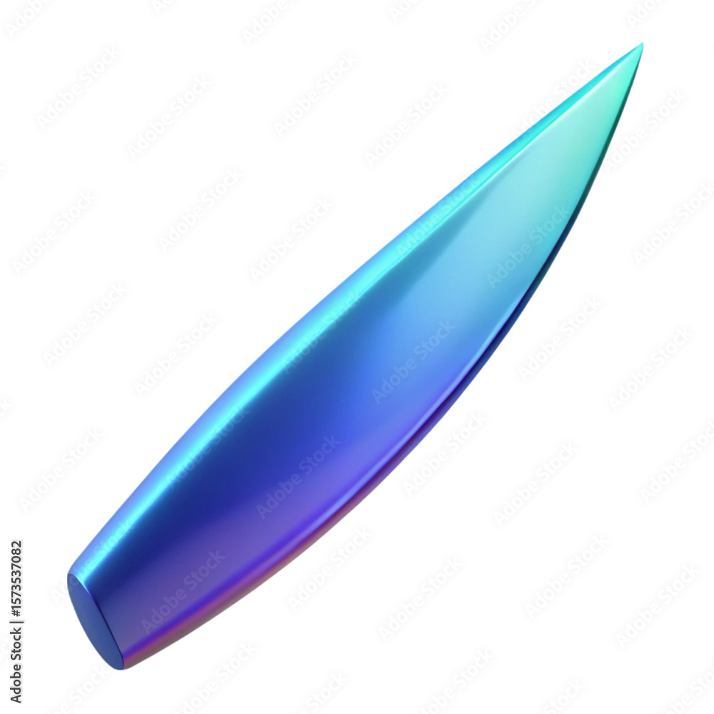 Aufkleber abstract 3d render of a metallic blue blade with a gradient color transition against black backgroun