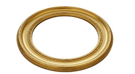 Isolated Golden Ornate Circle Frame with Transparent Background Design