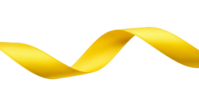Isolated Golden Ribbon Curve Spiral Element on Transparent Background