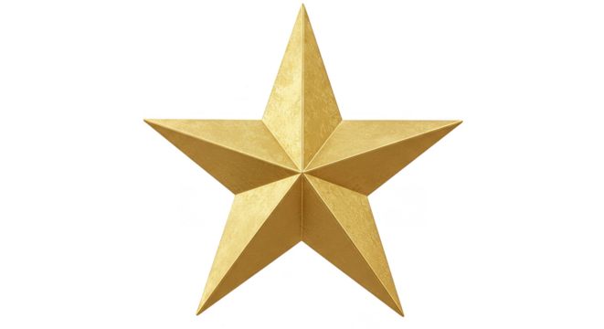 Isolated Golden Star With Glitter On Transparent Background Decoration