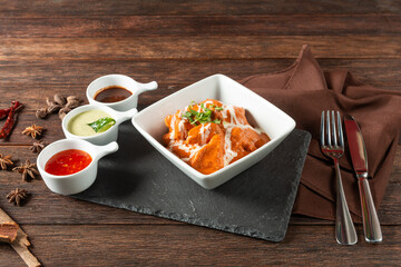 Delectable Indian Street Food Served With Sauces