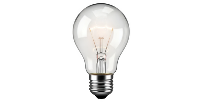 Illuminating Incandescent Light Bulb Glowing Bright PNG