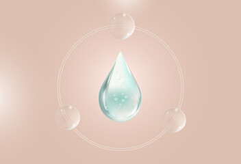 Gel serum texture. Clear skin care liquid drops. Cosmetic product swatch isolated