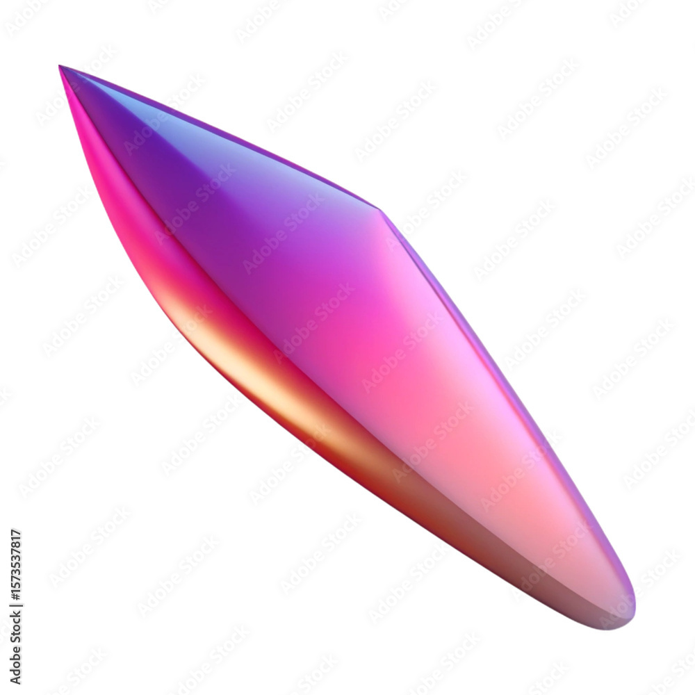 Poster abstract 3d rendering of a glossy, colorful object with gradient lighting on black background
