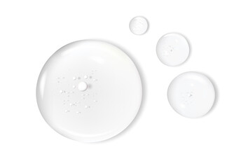 Gel serum texture. Clear skin care liquid drops. Cosmetic product swatch isolated
