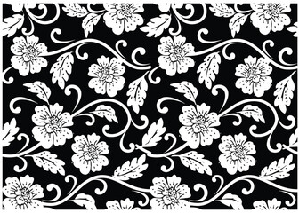 Black and white floral motif is excellent for various functions, batik, textiles etc.