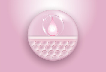 Obraz premium Collagen and vitamin drop skin cell. concept cosmetics solution. serum through the skin layer and reduce up saggy skin of the skin cell.