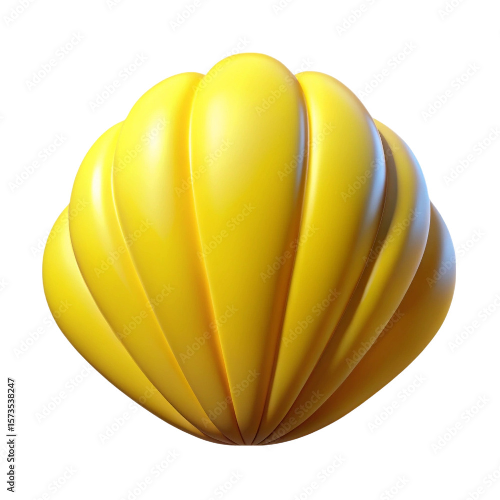 Poster bright yellow abstract 3d render of a smooth textured rounded shape isolated on black background