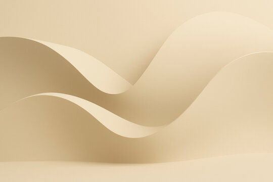 Minimal 3D Render Style of Soft Curved Shapes in Neutral Beige Colors with Subtle Light and Shadows