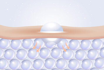 tissue repair serum on damaged or bumpy skin cells, 3d illustration	
