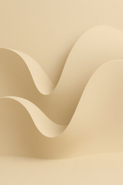 Minimal 3D Vertical Render of Soft Curved Shapes in Neutral Beige Palette with Subtle Light and Shadows