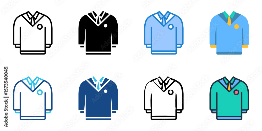 Poster school uniform icon set multiple style collection