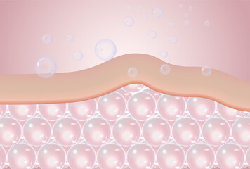 tissue repair serum on damaged or bumpy skin cells, 3d illustration	
