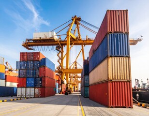 Cargo containers at a port