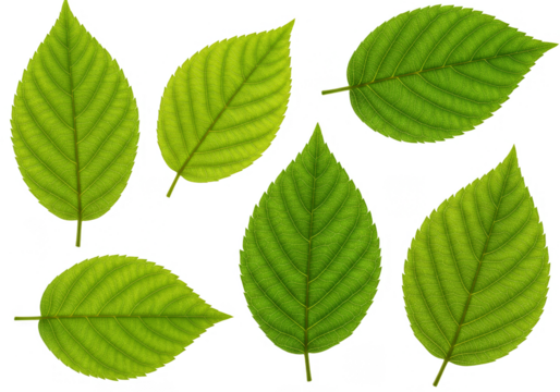 Isolated Green Leaves Macro Detail on Transparent Background Nature