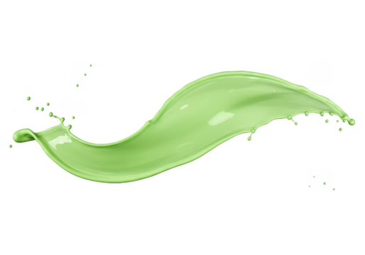 Isolated Green Liquid Paint Splash Motion Wave on Transparent Background