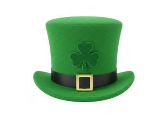 Isolated Green St Patricks Day Hat With Shamrock on Transparent Background