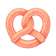 Whimsical baked pretzel with salt sprinkles isolated on transparent background