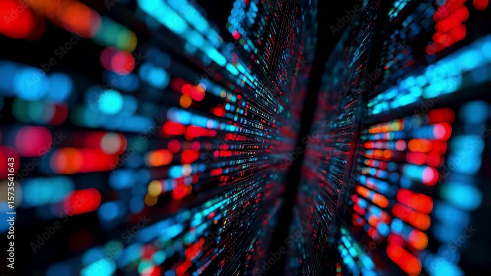 Aufkleber An intricate network of servers in a hightech data center emits vibrant light patterns of binary code showcasing advanced AIpowered analytics and the transformative power of technology