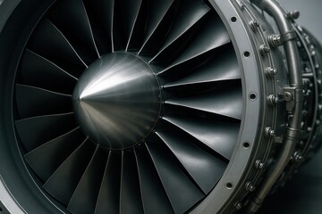 Close up of Turbofan Engine showcasing engineering and power