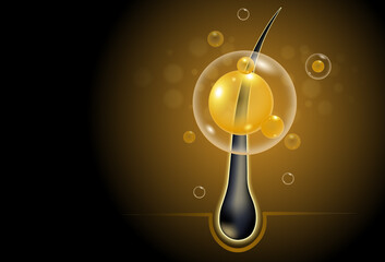 Illustration of nourish hair of shampoo or serum repair damaged hair concept 3d