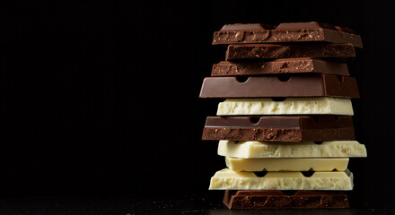 Celebrating International Chocolate Day with a Delectable Tower of Assorted Chocolate Bars and Sweet Indulgences