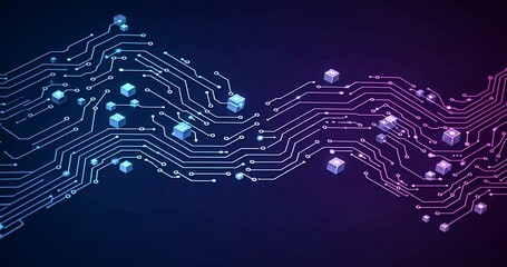 Abstract technological motherboard video background for digital innovation and data processing - Powered by Adobe