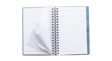 Blank Lined Notebook Open with Pages Turning PNG