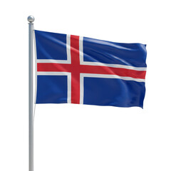 Illustration of Iceland Flag Waving with Blue White and Red Colors