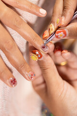 Nail art beauty treatment at home nail salon with fashion style and floral design creating relaxing and creative atmosphere for self care and elegance