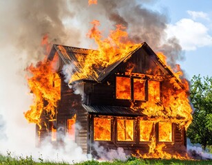 House engulfed in flames