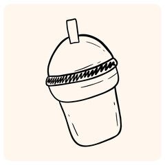 Hand-Drawn Bubble Tea or Smoothie Cup Outline