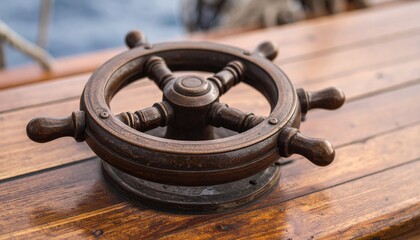 Nautical ship steering wheel