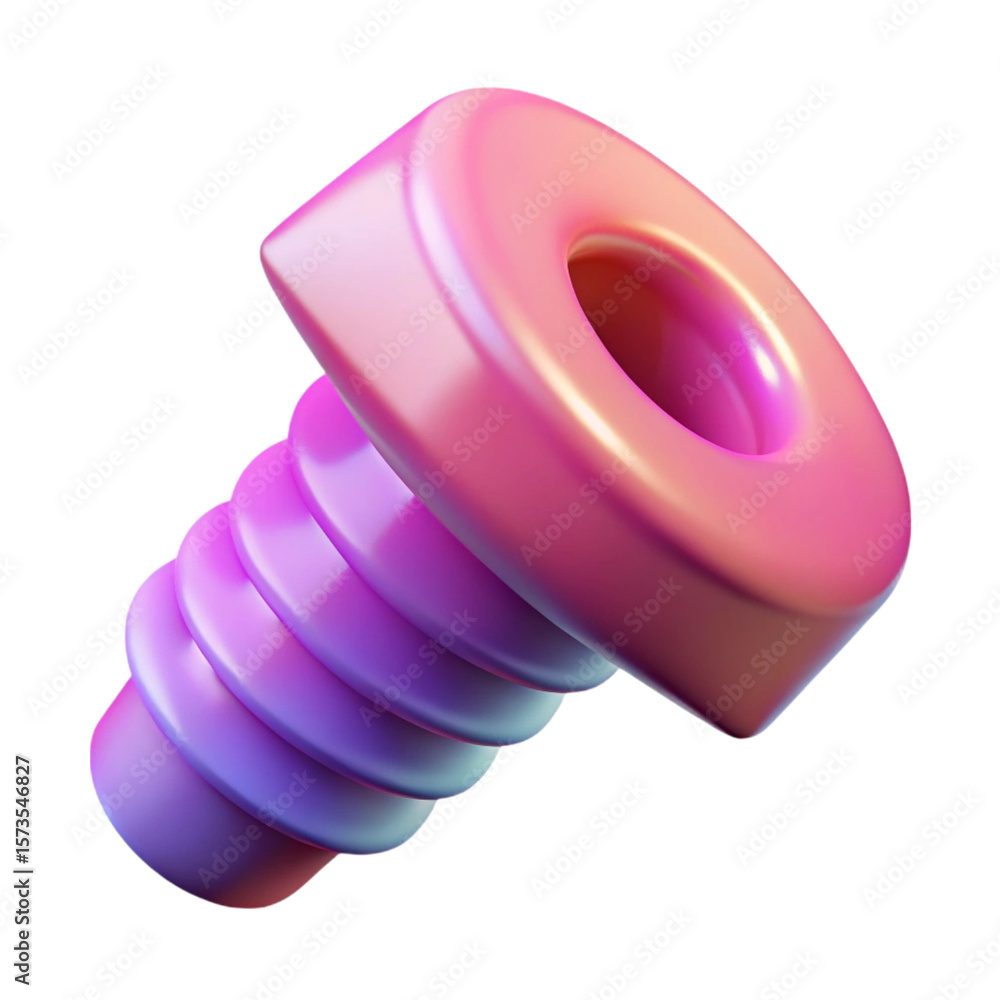 Poster 3d render of a colorful bolt floating against a black background for design