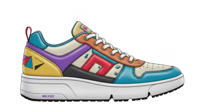 Isolated Illustration of Colorful Sneaker Fashion and Style Running Shoe