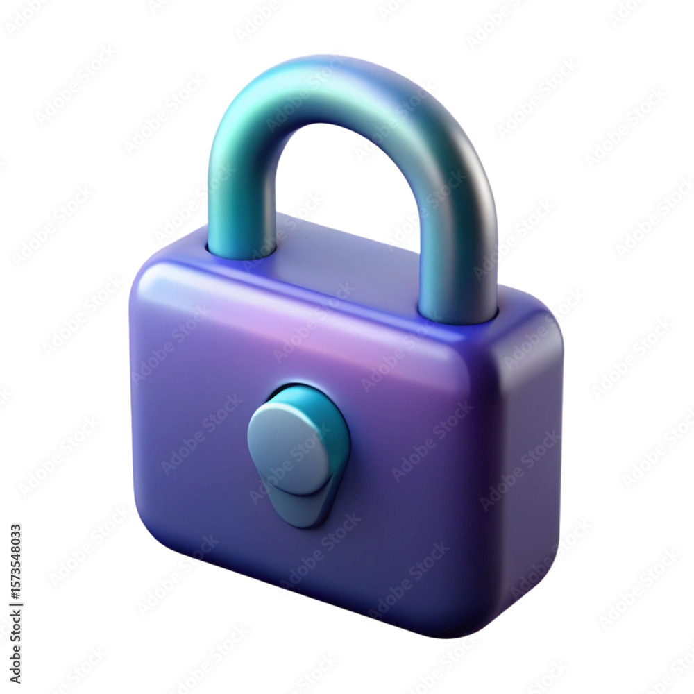 Fototapete 3d rendered modern gradient color lock isolated on black background demonstrating cybersecurity and 