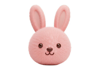 Isolated Illustration Of Cute Pink Fluffy Bunny with Transparent Background