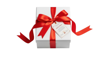 Beautiful White Gift Box With Red Ribbon Bow PNG