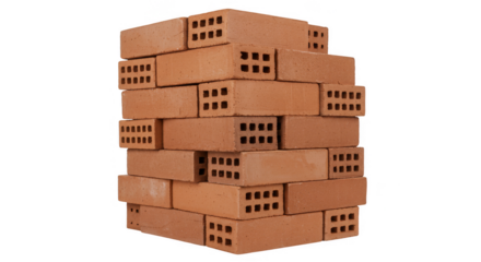 Realistic Image of Stacked Red Clay Bricks Construction Material Texture