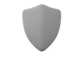 3D Render Gray Shield Shape For Protection Security with Transparent Background