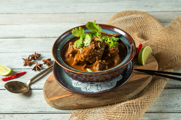 Delicious Beef Stew Garnished With Fresh Herbs