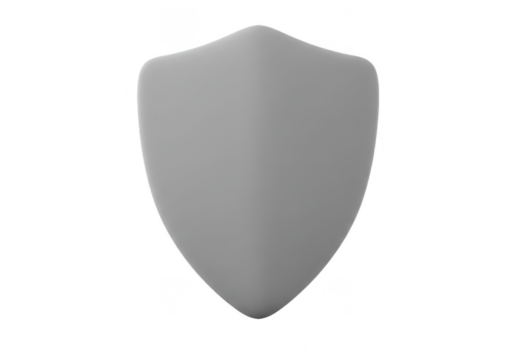 3D Render Gray Shield Shape For Protection Security with Transparent Background