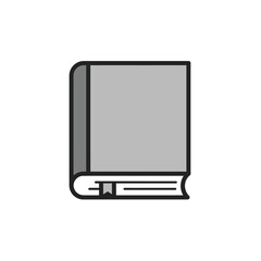Grey and White Book Icon Bold Black Outline Simple Design