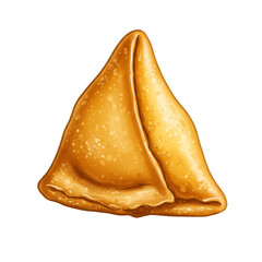 Isolated Illustration of Golden Fried Samosa Pastry with Transparent Background