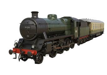 Fototapeta premium Realistic Isolated Train Locomotive Steam Engine Transport Png Background