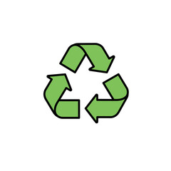 Obraz premium Green Recycling Symbol Icon Bold Black Outline Simple Design