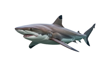 Isolated Illustration Of Gray Shark Animal With Teeth In Transparent Background