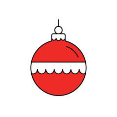 Christmas Ornament Symbol Red White Flat Icon Clear Festive Design