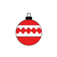 Obraz premium Red and White Christmas Ornament Ball Icon Bold Black Outline Simple DesignUntitled